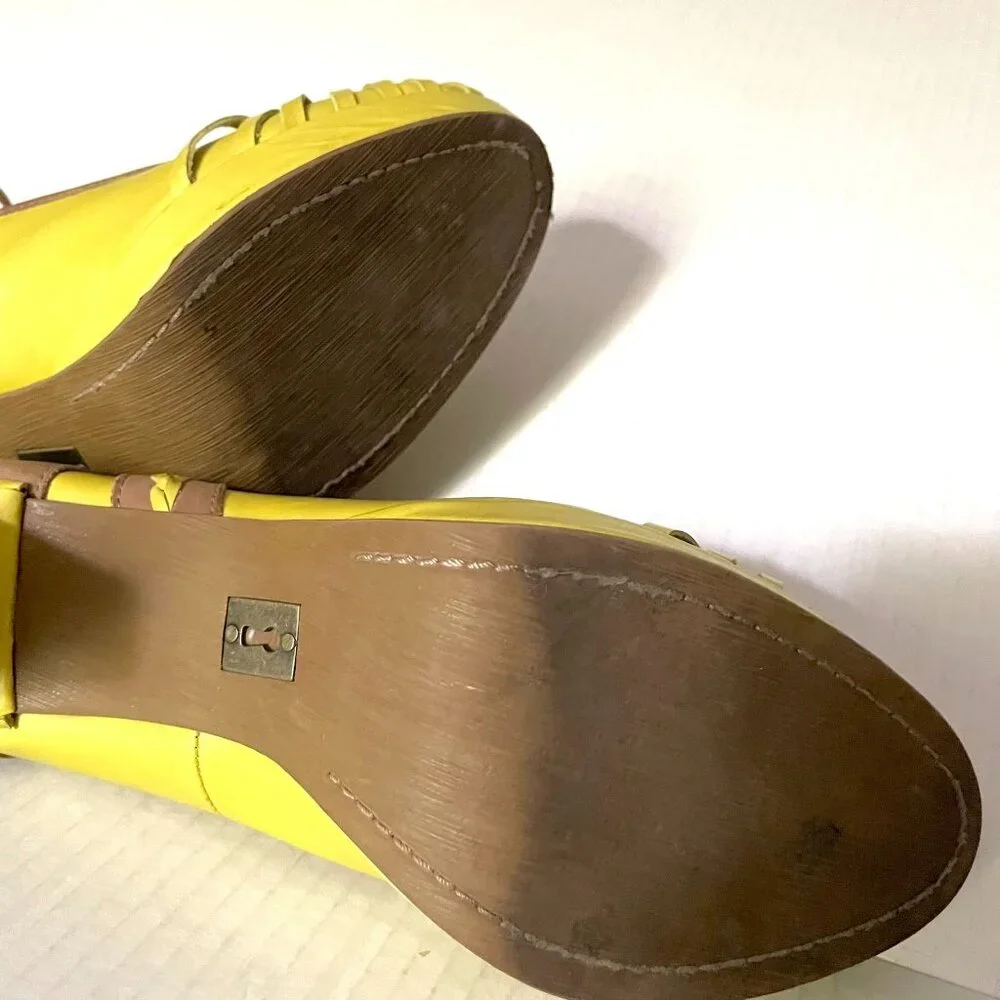 Anthro Schuler & Sons Chartreuse Retro Nouvelle Heels With Woven Front Detail & - Picture 7 of 9